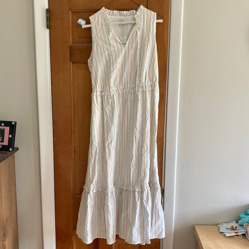 Tiered Shimmer tie front midi dress NWT  JCrew